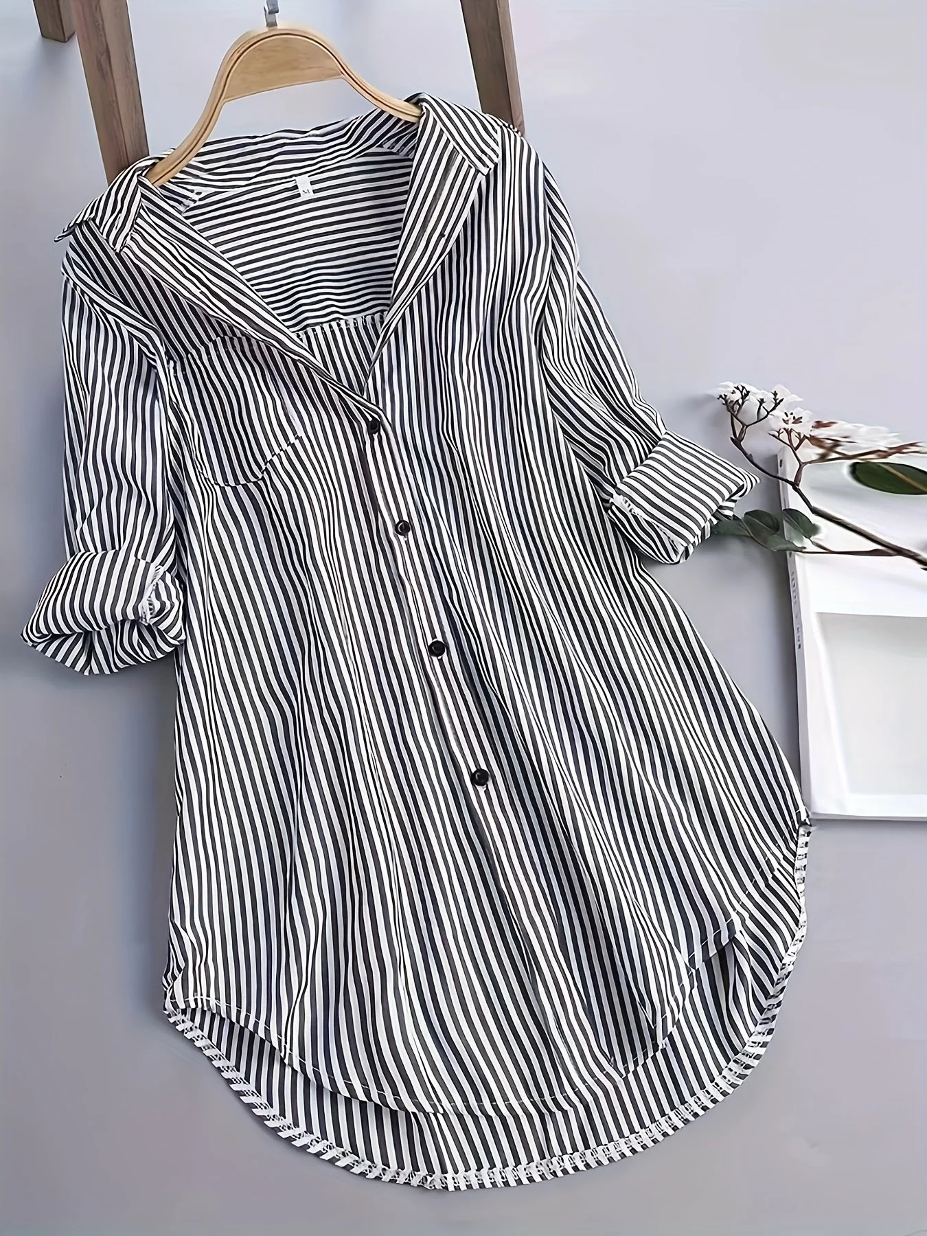 Chemise ample à rayures pour femme – Style décontracté pour bureau ou loisirs - Image 4