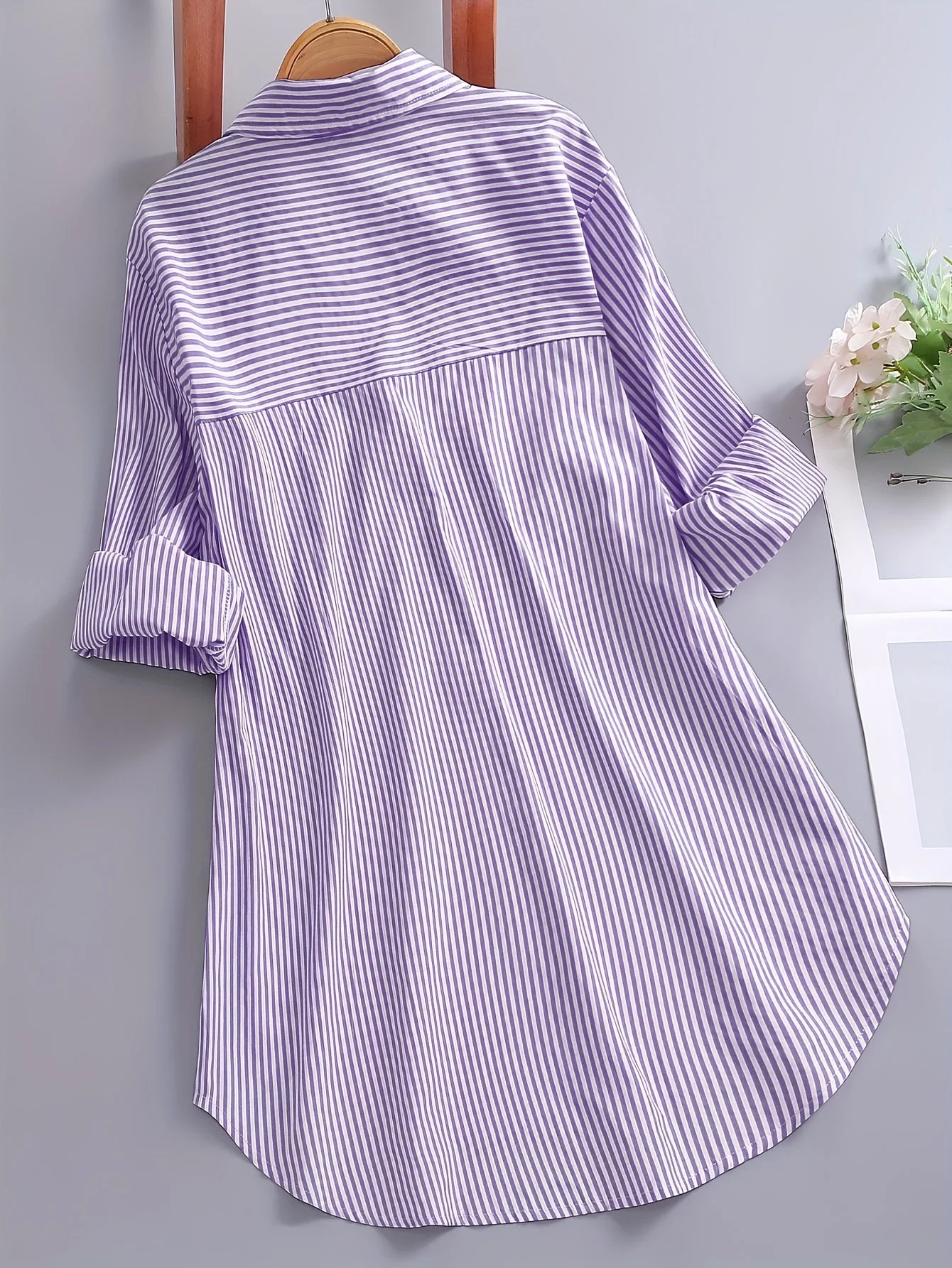 Chemise ample à rayures pour femme – Style décontracté pour bureau ou loisirs - Image 8