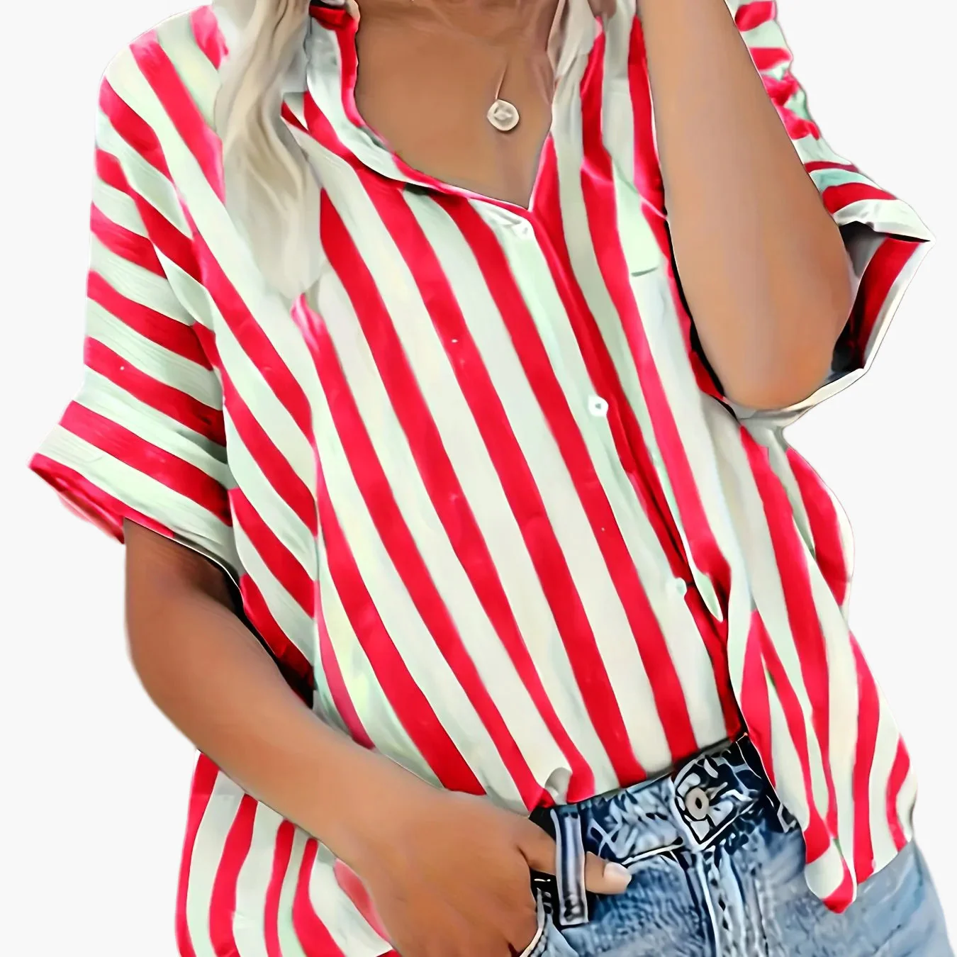 Chemise ample à rayures style décontracté pour femme - Mode estivale élégante - Image 10