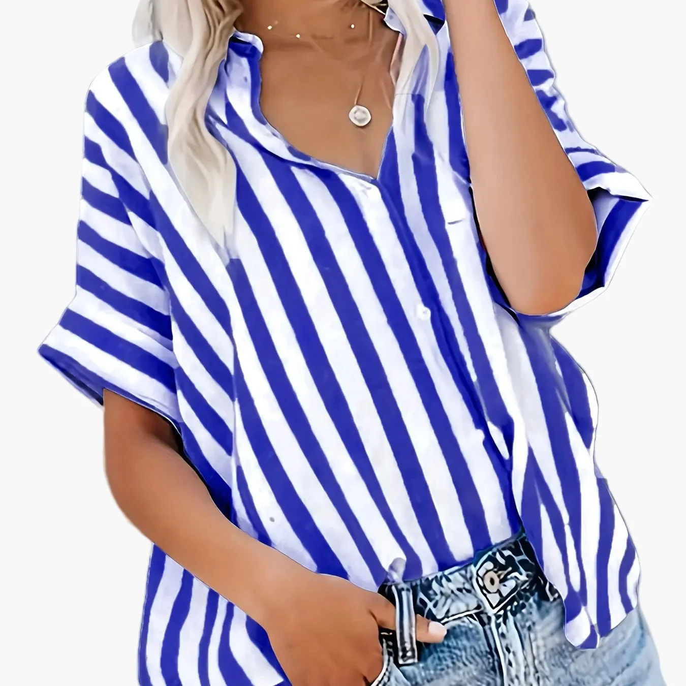 Chemise ample à rayures style décontracté pour femme - Mode estivale élégante - Image 11