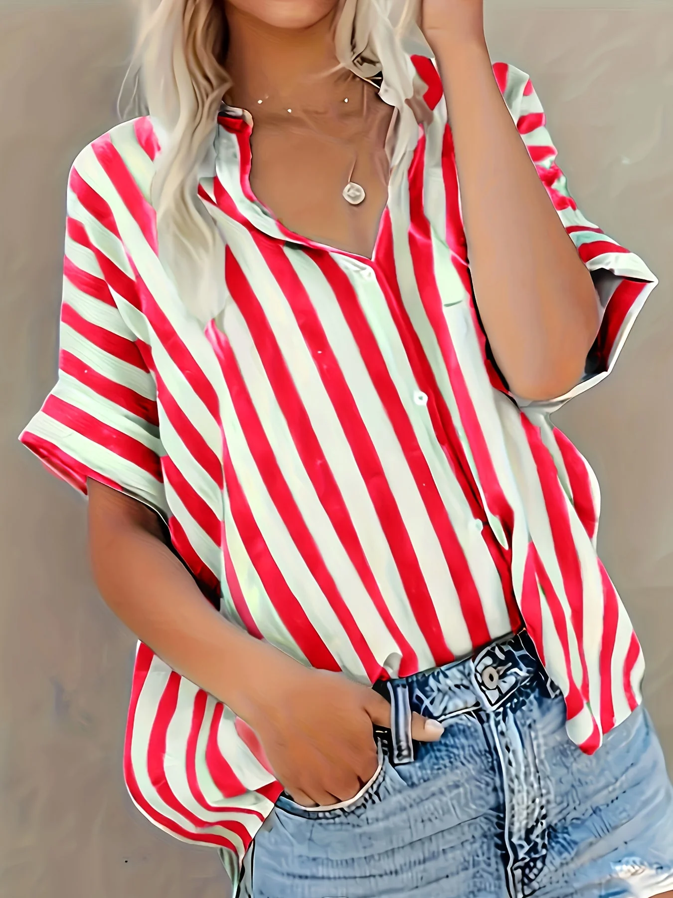 Chemise ample à rayures style décontracté pour femme - Mode estivale élégante - Image 9