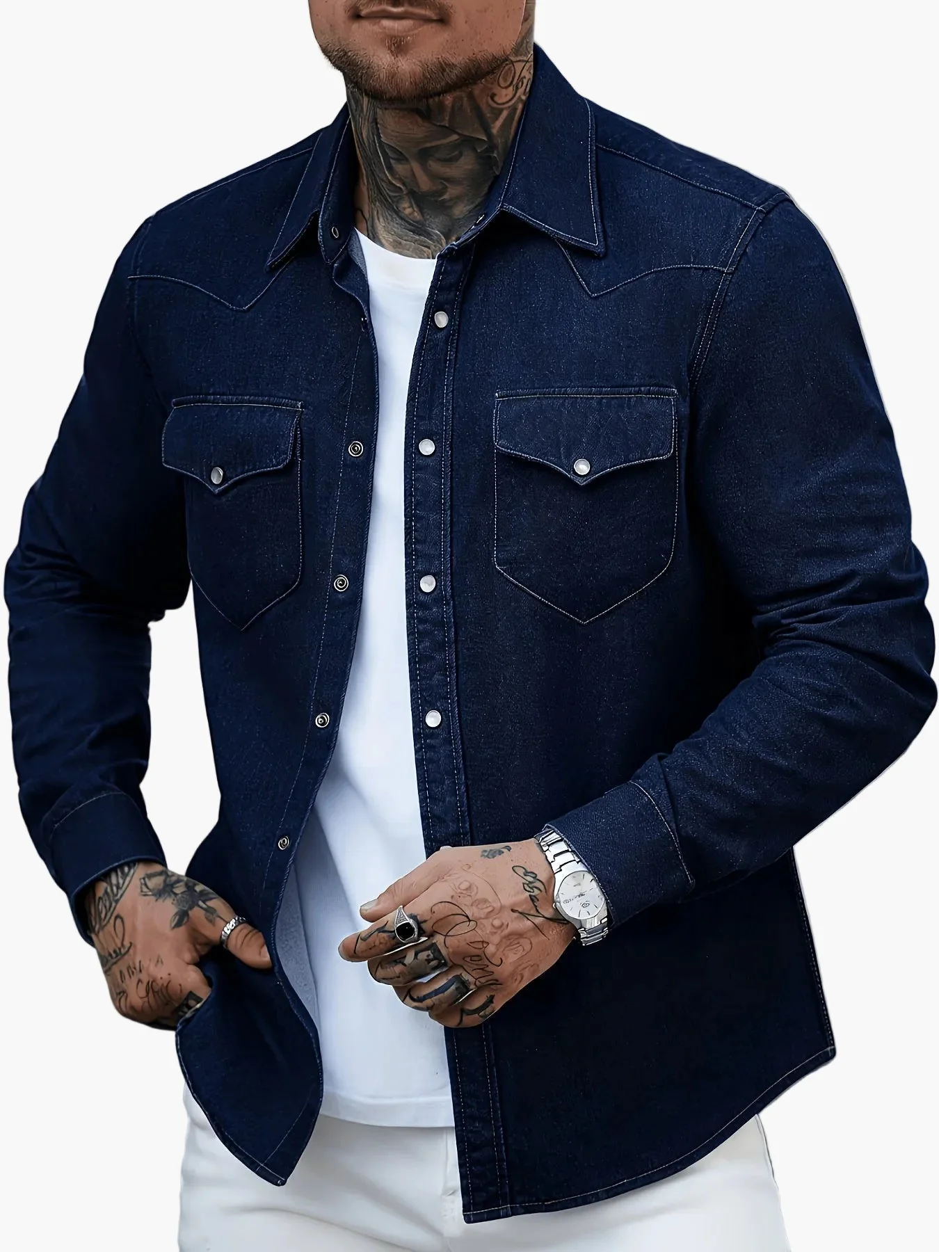 Chemise casual à boutons pour homme style urbain tendance - Image 3