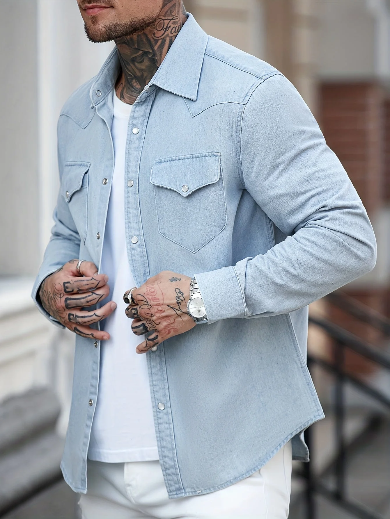 Chemise casual à boutons pour homme style urbain tendance - Image 8
