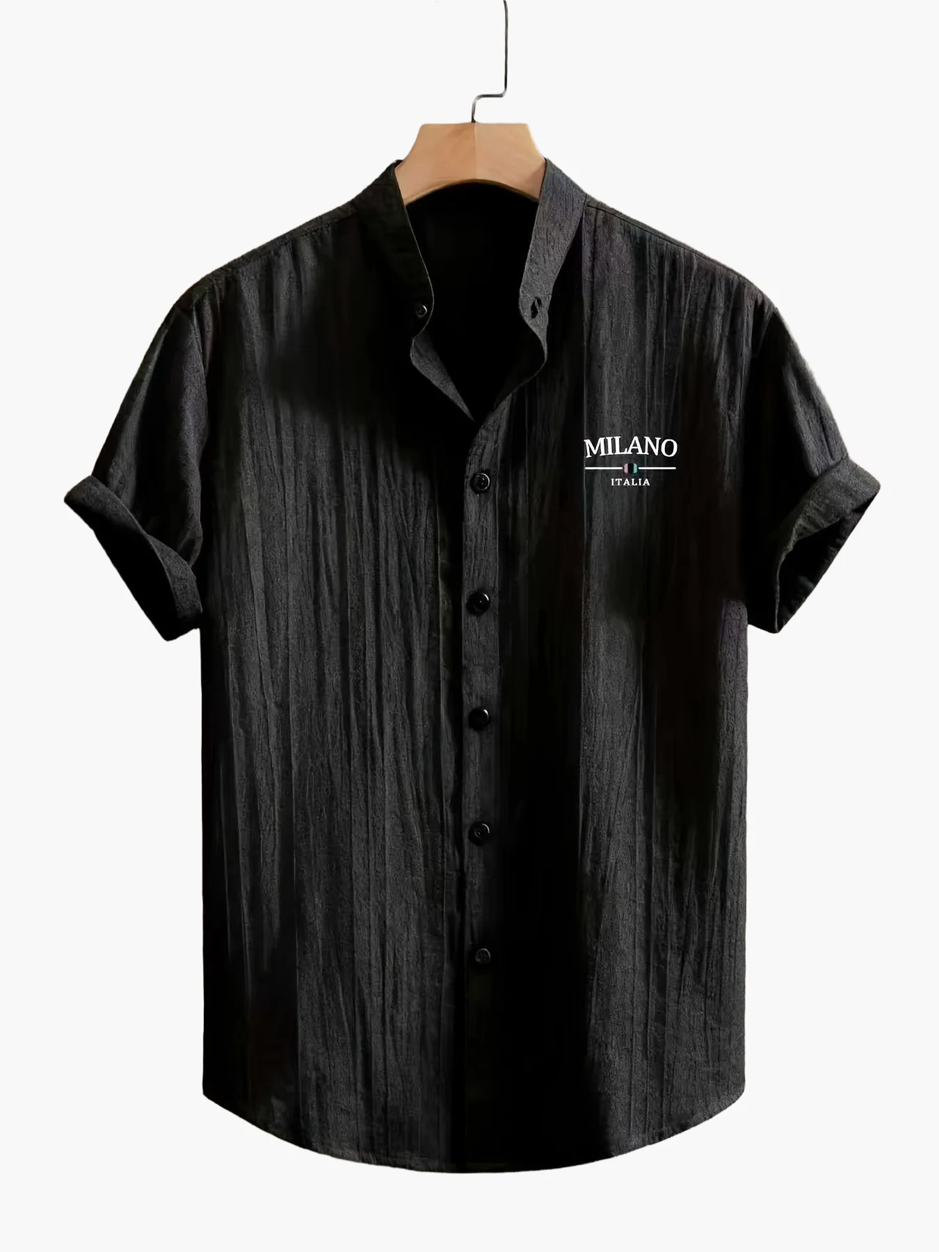 Chemise casual à col mao pour homme – style moderne MILANO, manches courtes, idéale pour l'été - Image 12