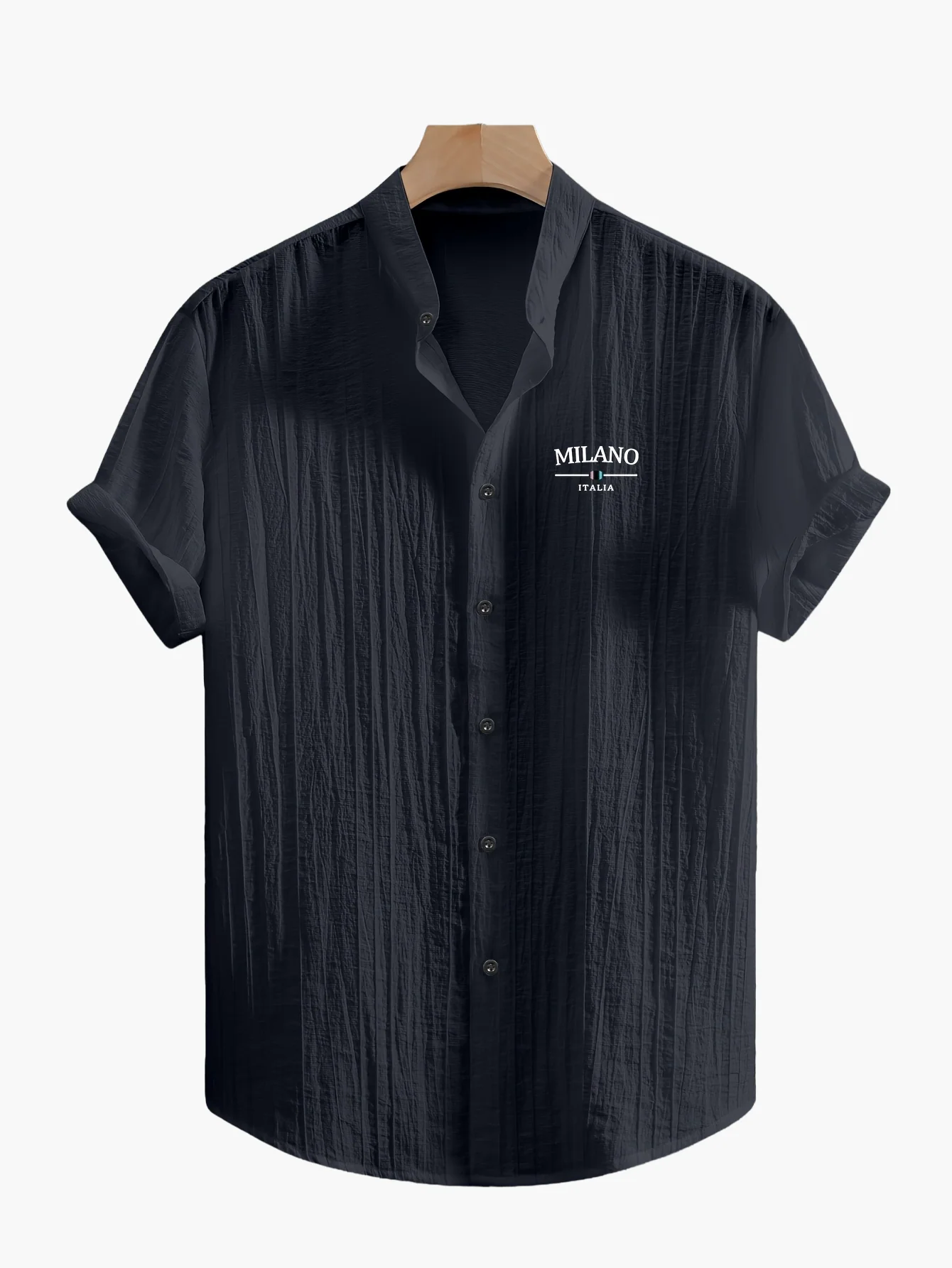 Chemise casual à col mao pour homme – style moderne MILANO, manches courtes, idéale pour l'été - Image 14