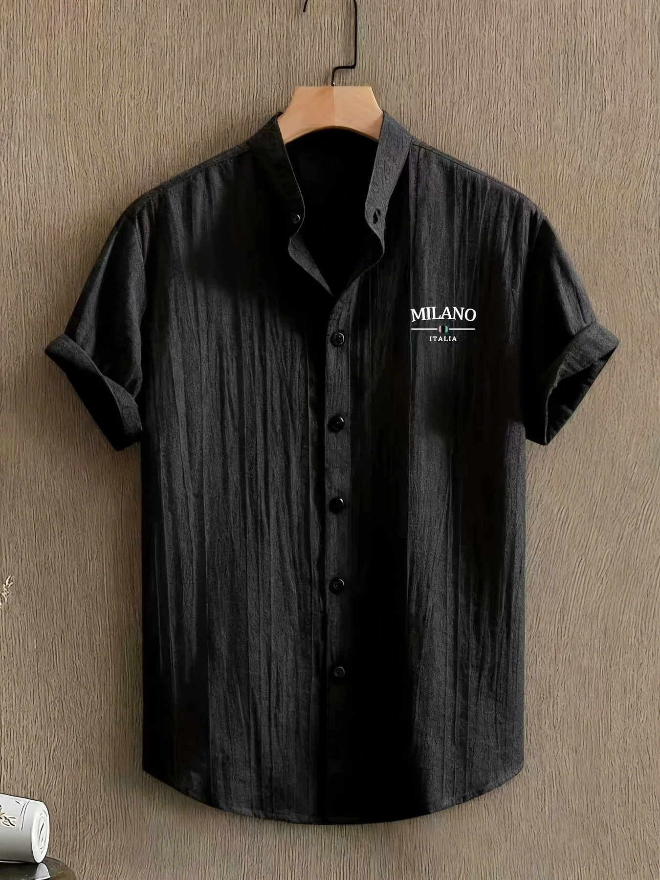 Chemise casual à col mao pour homme – style moderne MILANO, manches courtes, idéale pour l'été - Image 2