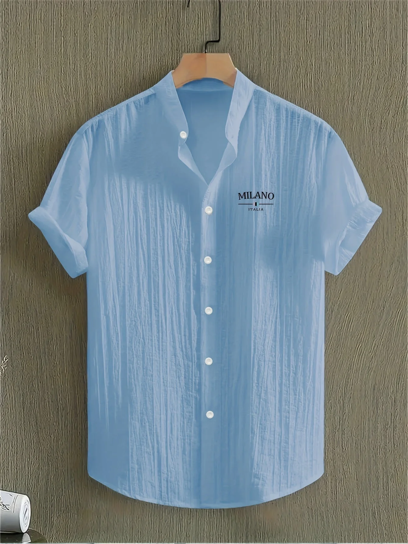 Chemise casual à col mao pour homme – style moderne MILANO, manches courtes, idéale pour l'été - Image 3
