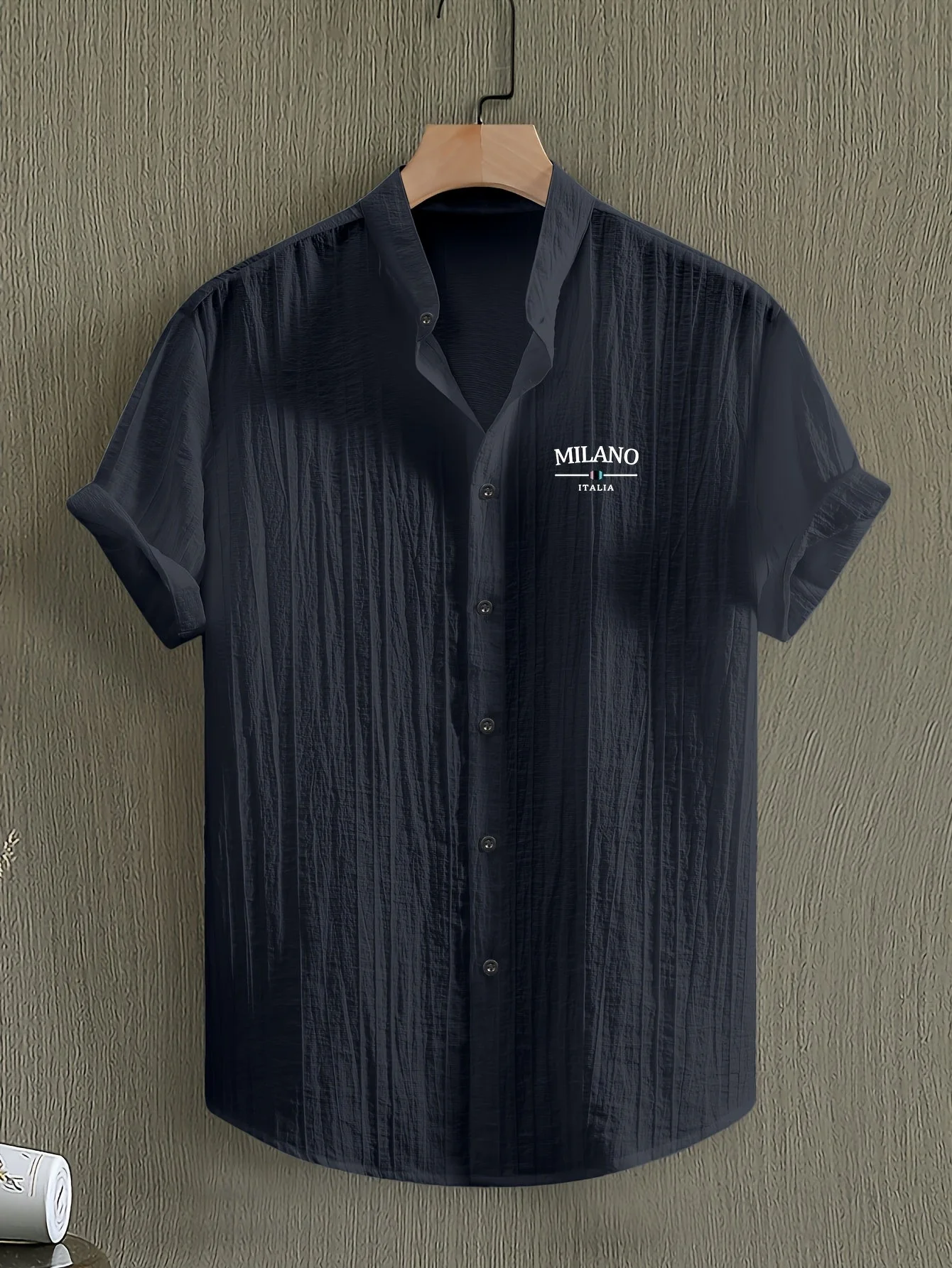 Chemise casual à col mao pour homme – style moderne MILANO, manches courtes, idéale pour l'été - Image 4