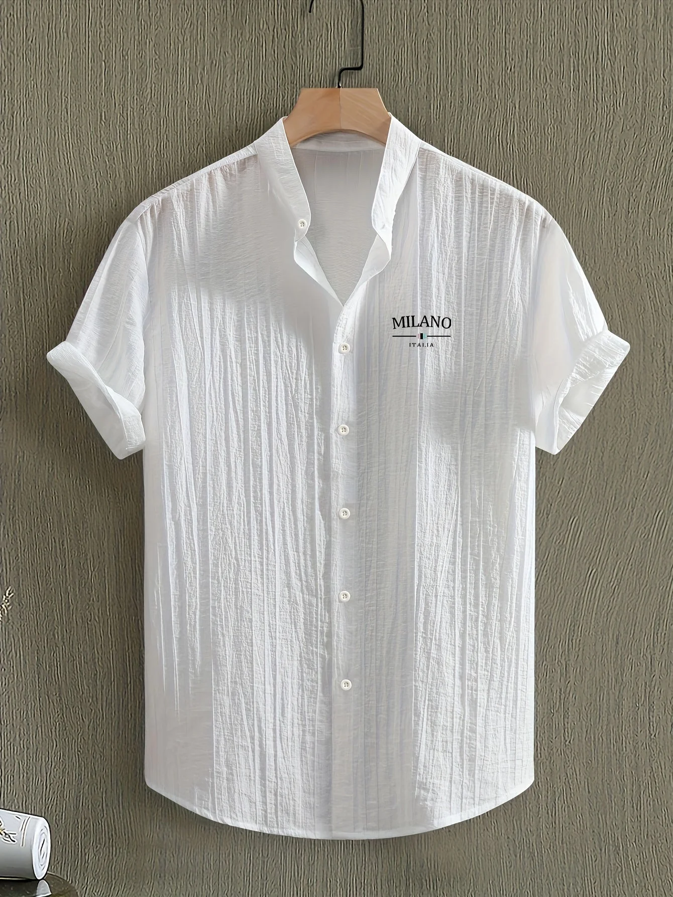 Chemise casual à col mao pour homme – style moderne MILANO, manches courtes, idéale pour l'été - Image 5