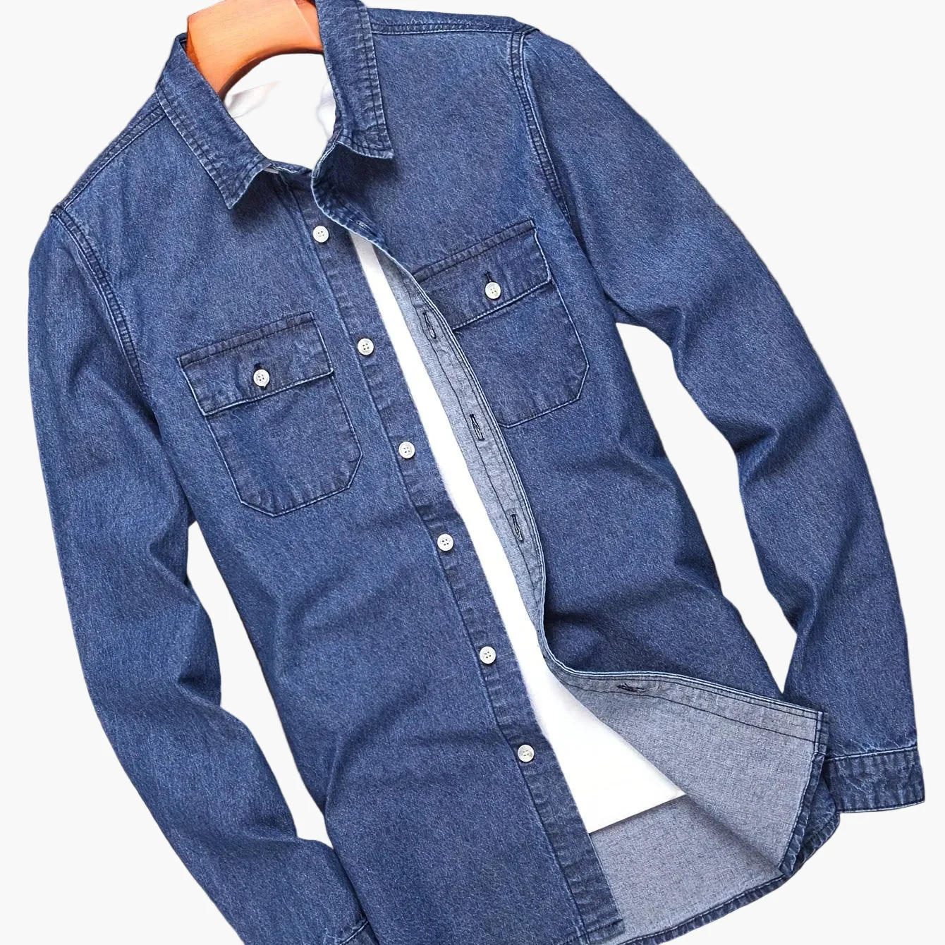 Chemise casual homme à manches longues style denim – Idéale pour le week-end et la mi-saison - Image 9