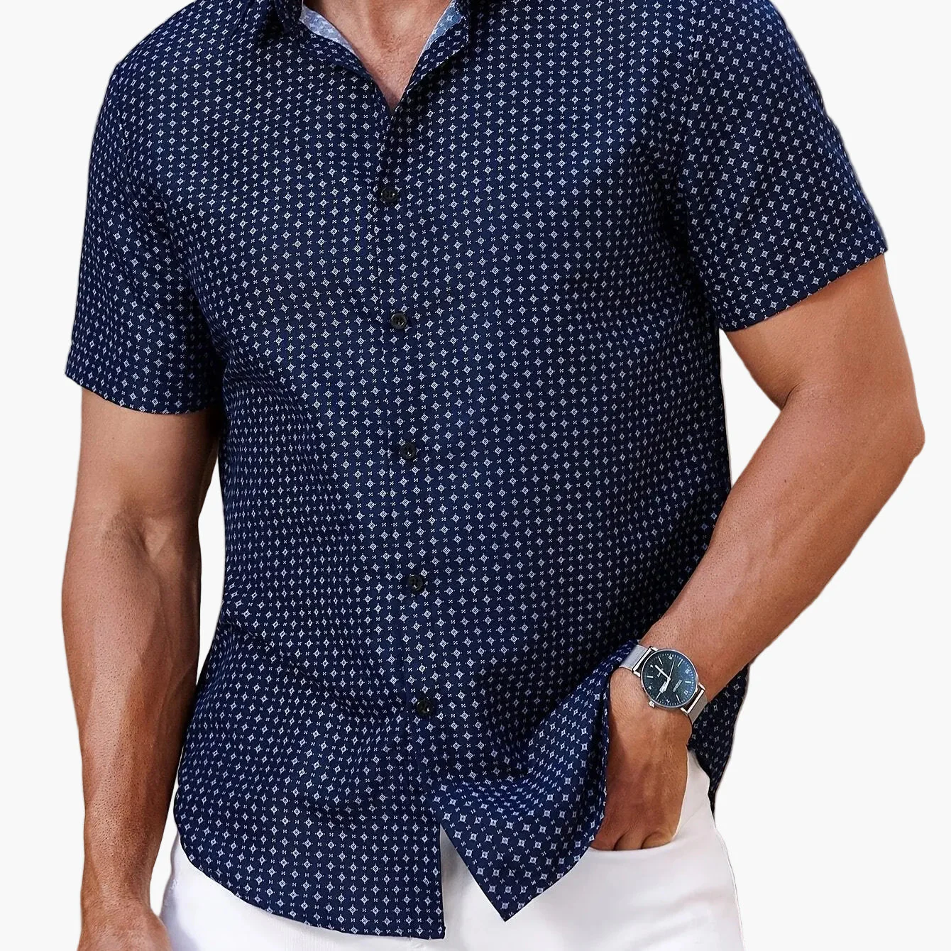 Chemise casual à manches courtes pour homme style urbain élégante - Image 9