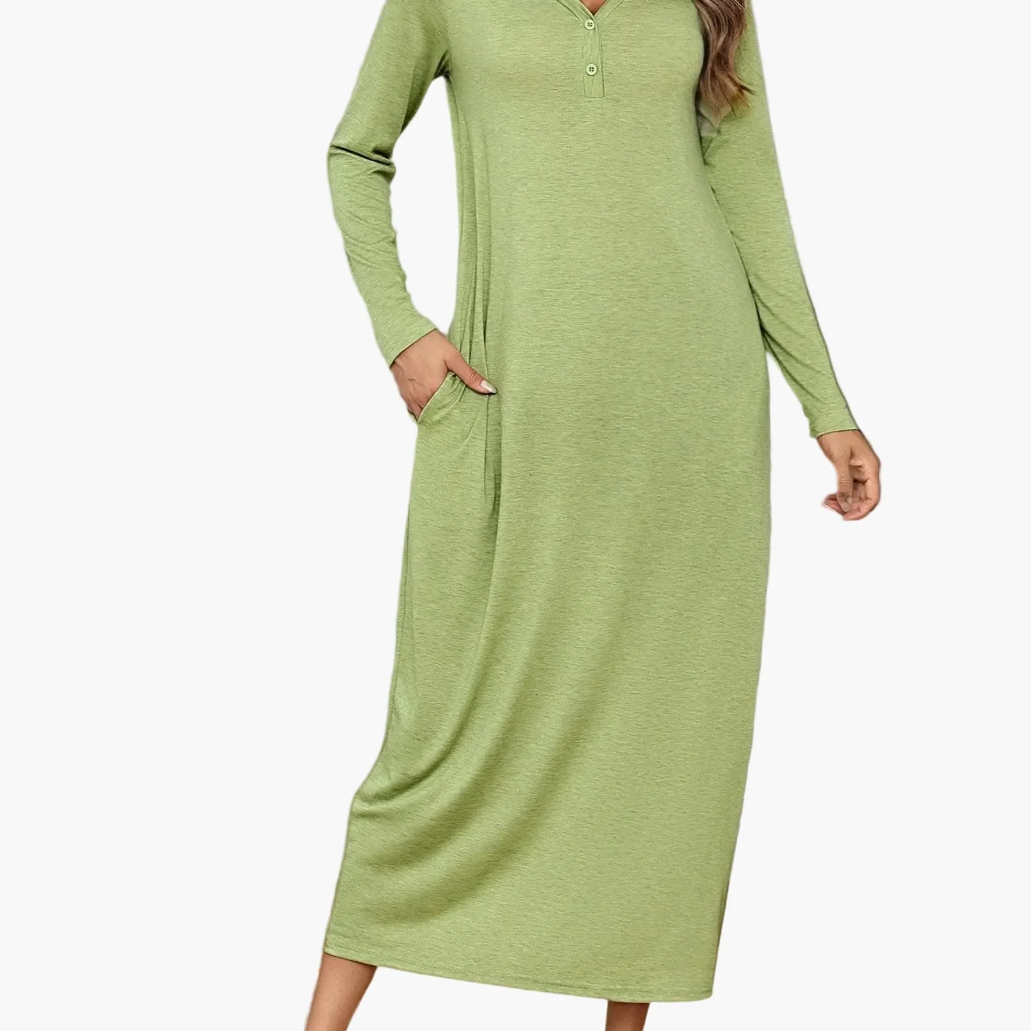 Chemise de nuit femme style décontracté à manches longues avec boutons, idéale pour la maison et l'allaitement - Image 11