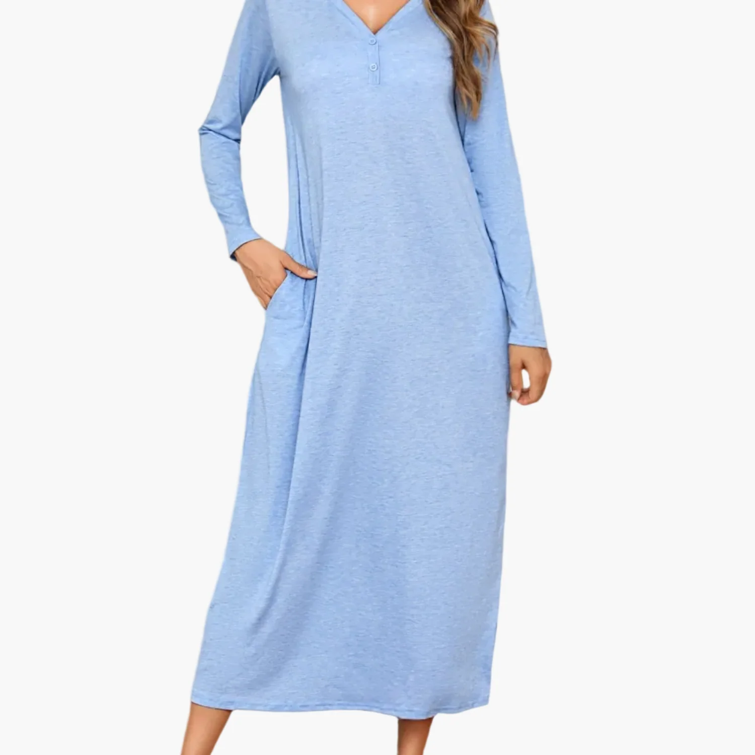 Chemise de nuit femme style décontracté à manches longues avec boutons, idéale pour la maison et l'allaitement - Image 12