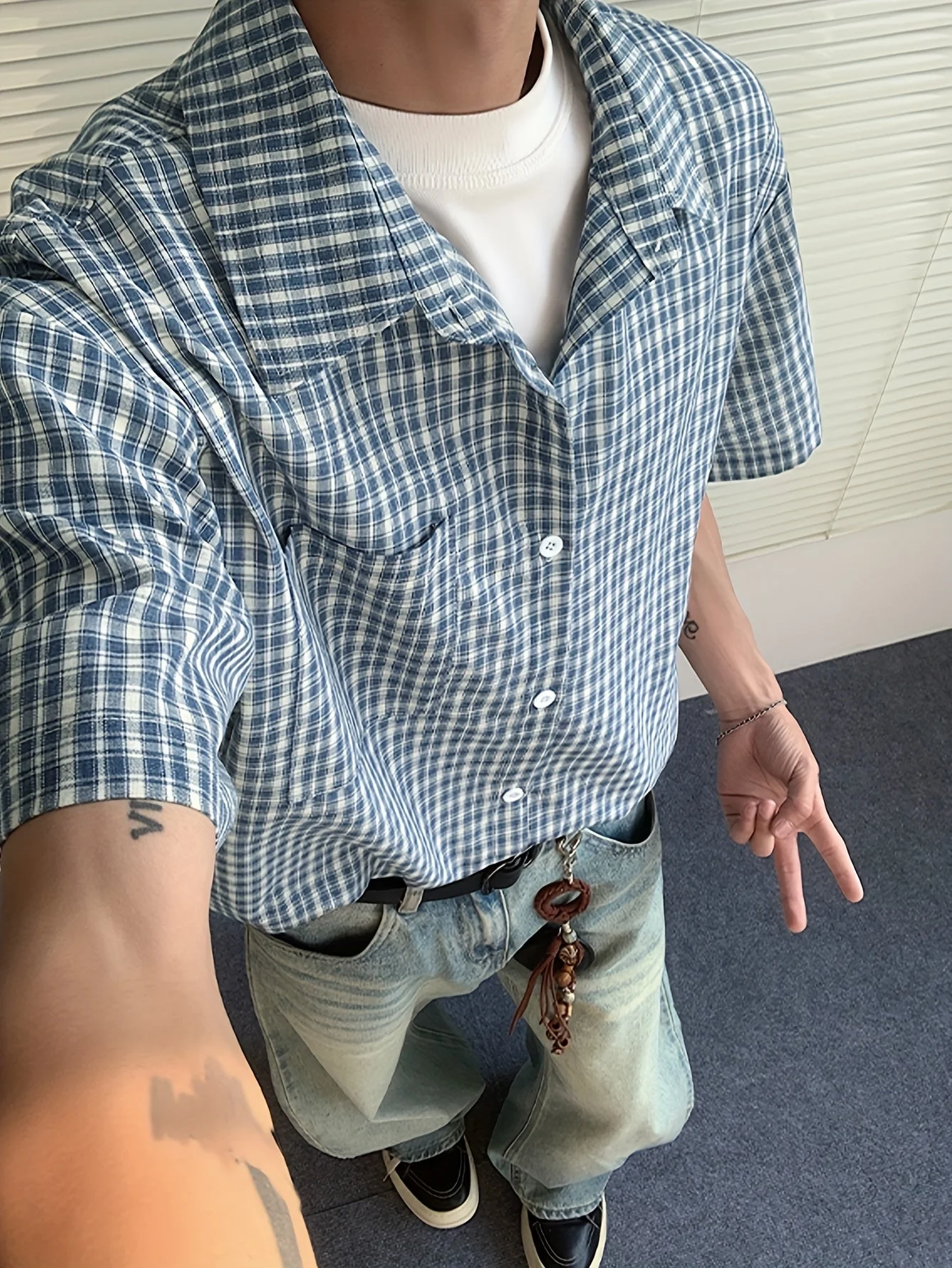 Chemise décontractée à carreaux pour homme, style ample moderne - Image 6