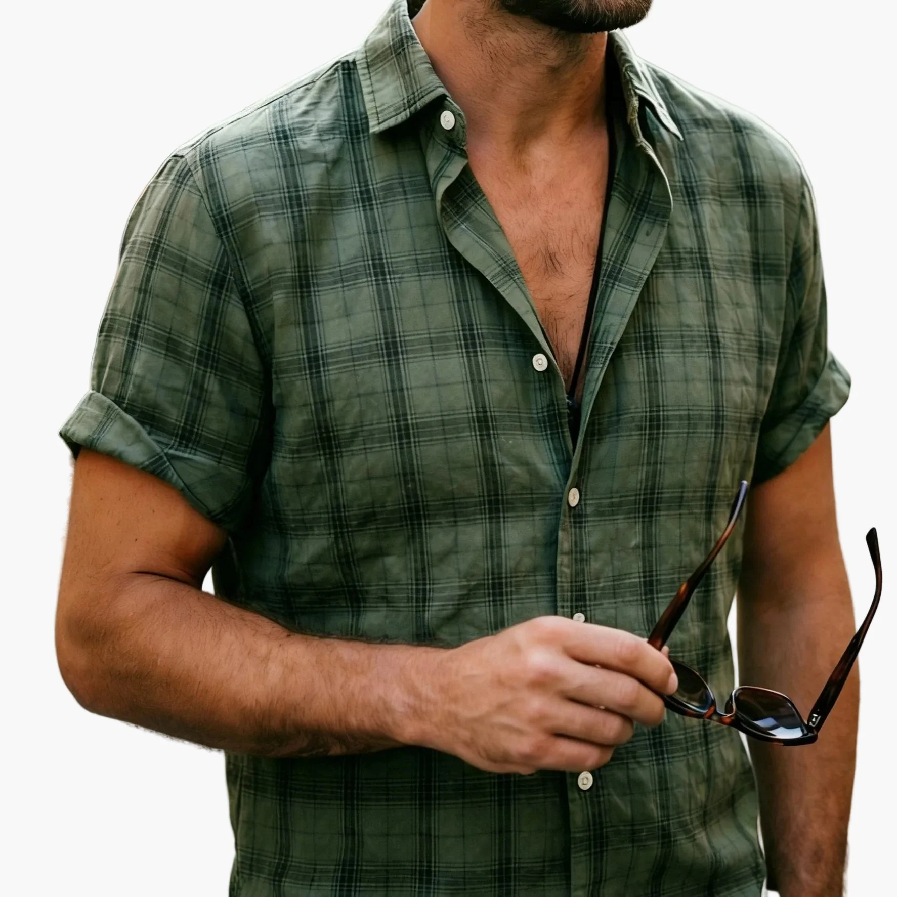Chemise décontractée à carreaux pour homme – Style estival polyvalent - Image 12