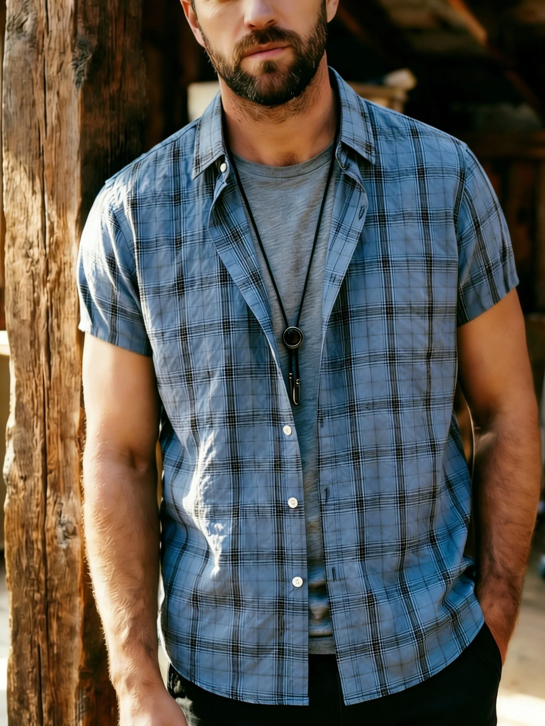Chemise décontractée à carreaux pour homme – Style estival polyvalent - Image 5