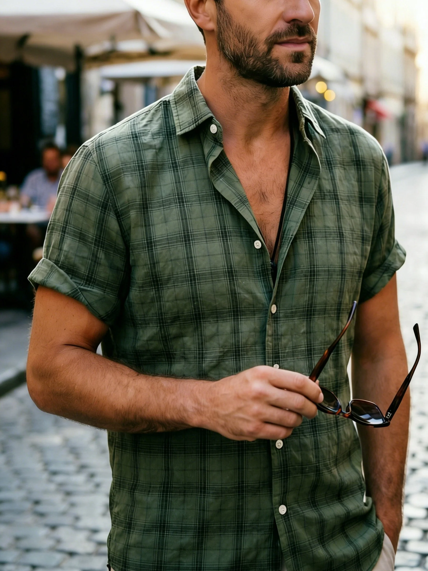 Chemise décontractée à carreaux pour homme – Style estival polyvalent - Image 7