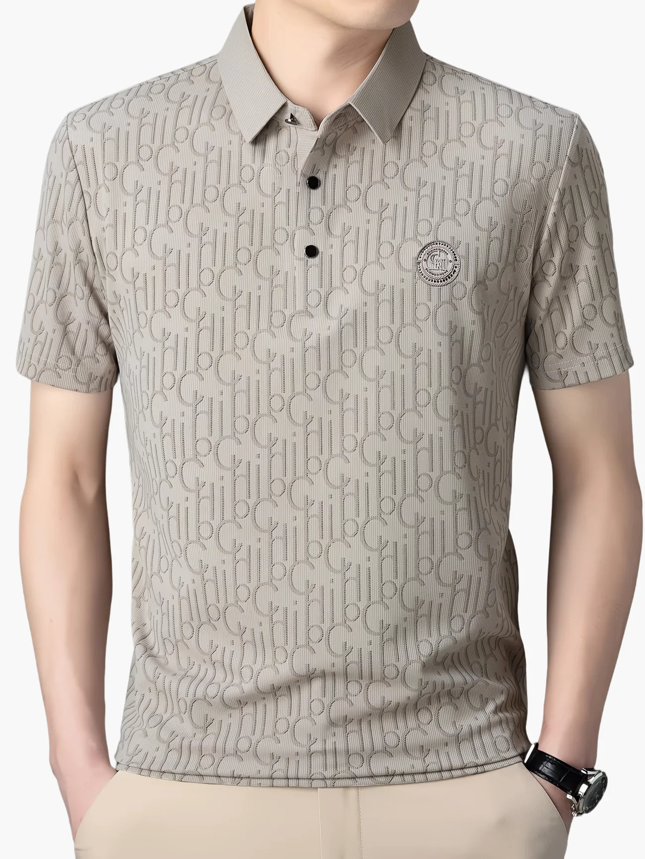 Chemise décontractée à col classique pour homme – Style moderne avec motif alphabétique - Image 11