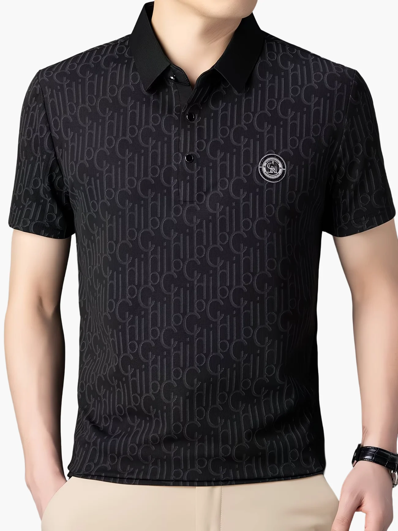 Chemise décontractée à col classique pour homme – Style moderne avec motif alphabétique - Image 12