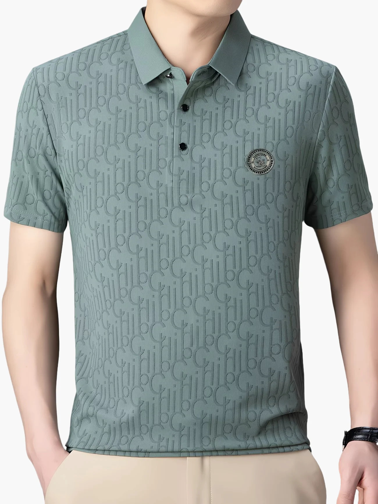 Chemise décontractée à col classique pour homme – Style moderne avec motif alphabétique - Image 13