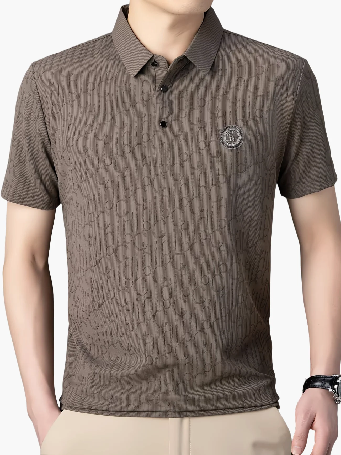 Chemise décontractée à col classique pour homme – Style moderne avec motif alphabétique - Image 14
