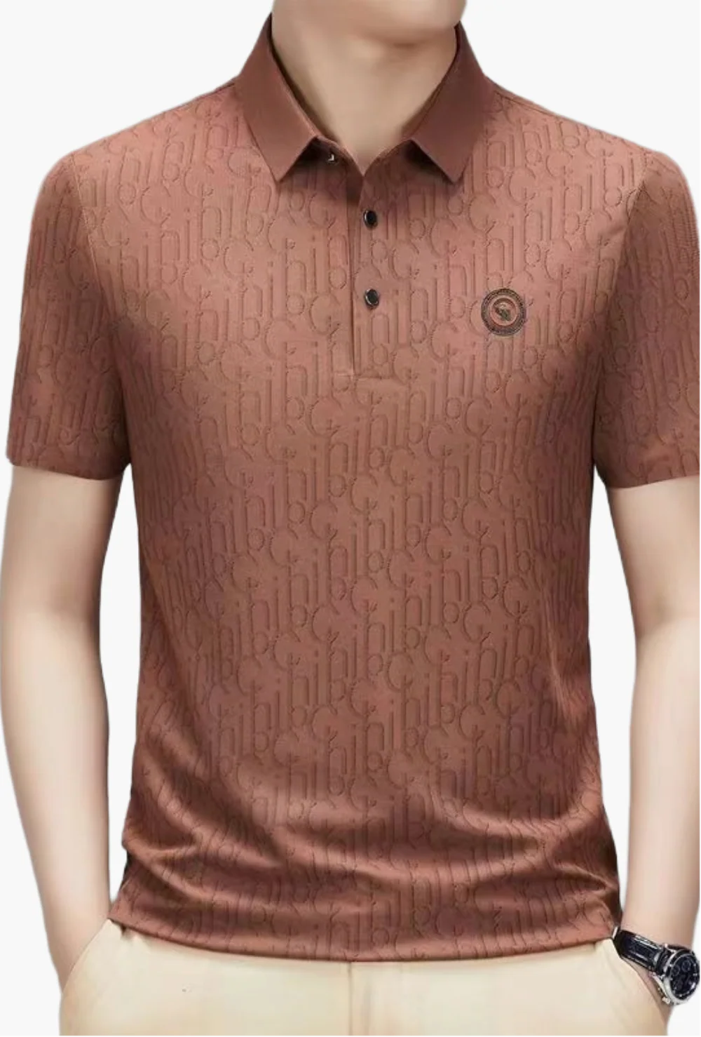 Chemise décontractée à col classique pour homme – Style moderne avec motif alphabétique - Image 15