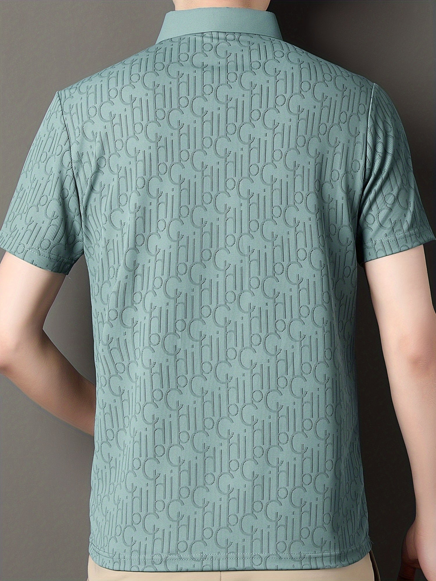 Chemise décontractée à col classique pour homme – Style moderne avec motif alphabétique - Image 6