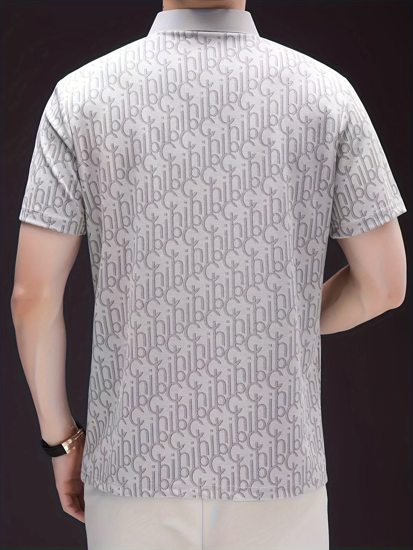 Chemise décontractée à col classique pour homme – Style moderne avec motif alphabétique - Image 7