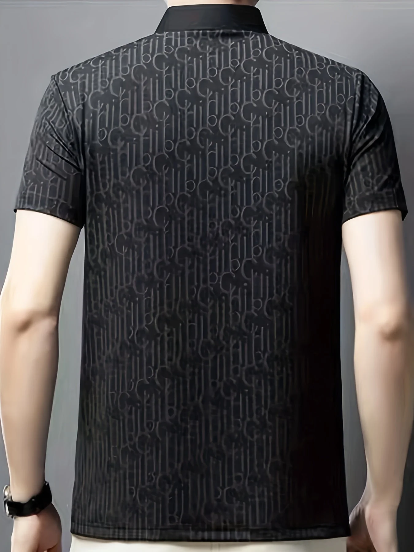 Chemise décontractée à col classique pour homme – Style moderne avec motif alphabétique - Image 8