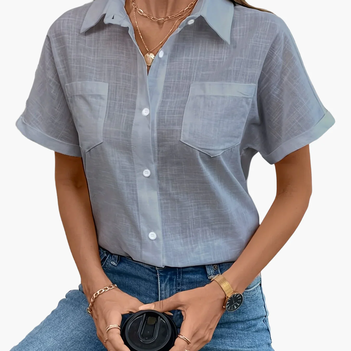 Chemise décontractée femme à manches courtes motif oiseaux pour look chic printemps été - Image 17
