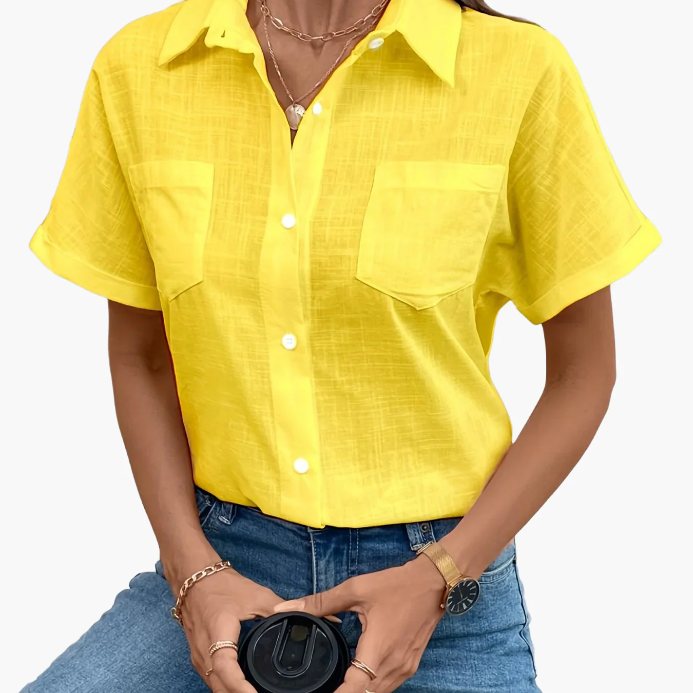Chemise décontractée femme à manches courtes motif oiseaux pour look chic printemps été - Image 18