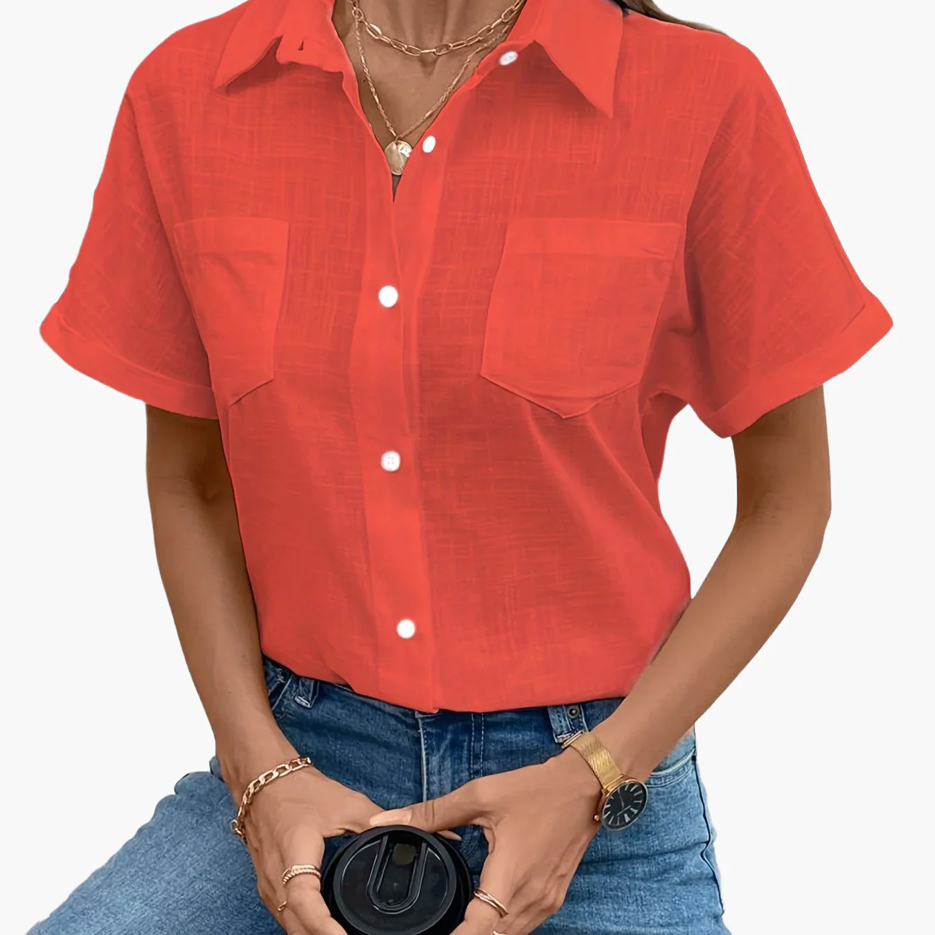 Chemise décontractée femme à manches courtes motif oiseaux pour look chic printemps été - Image 19