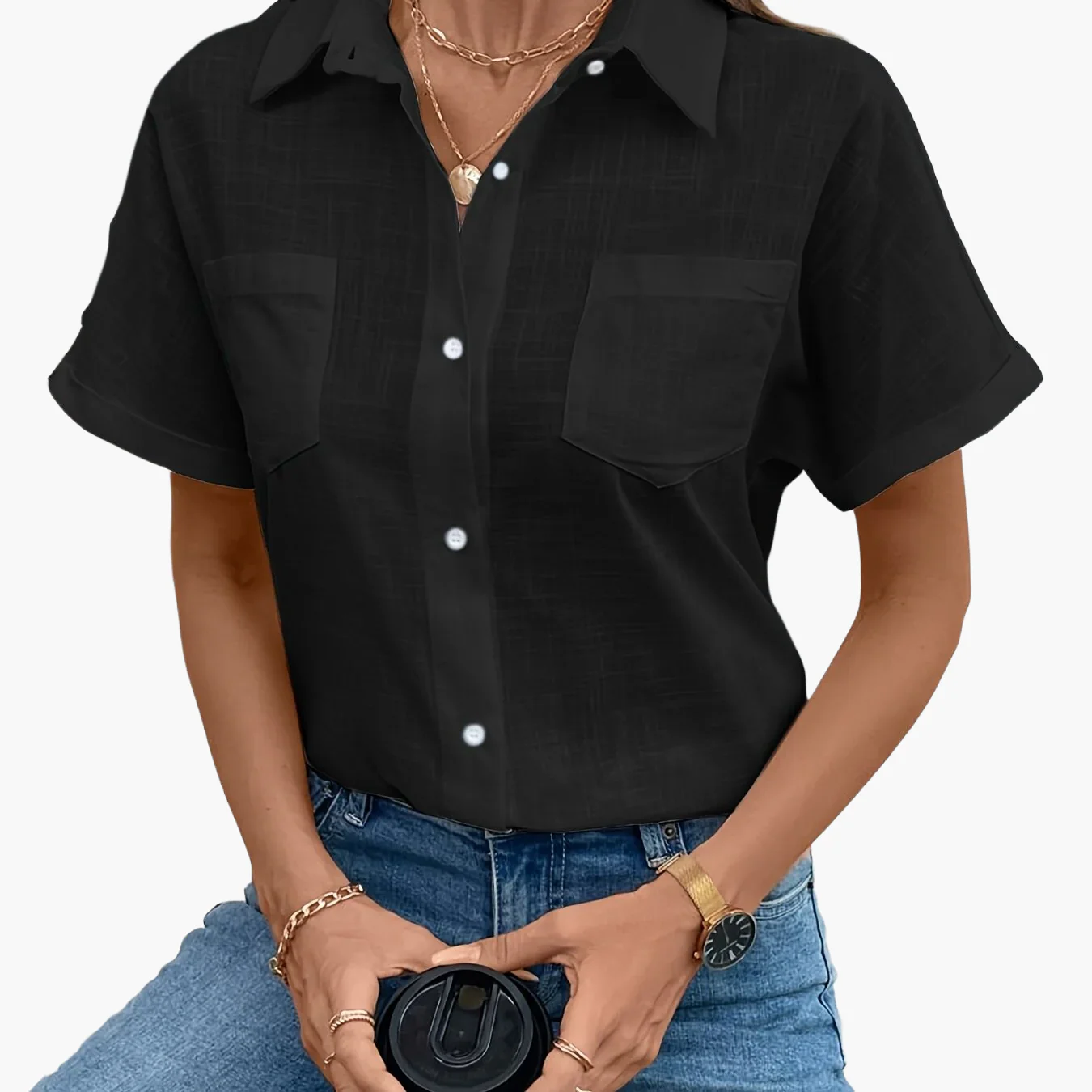 Chemise décontractée femme à manches courtes motif oiseaux pour look chic printemps été - Image 20