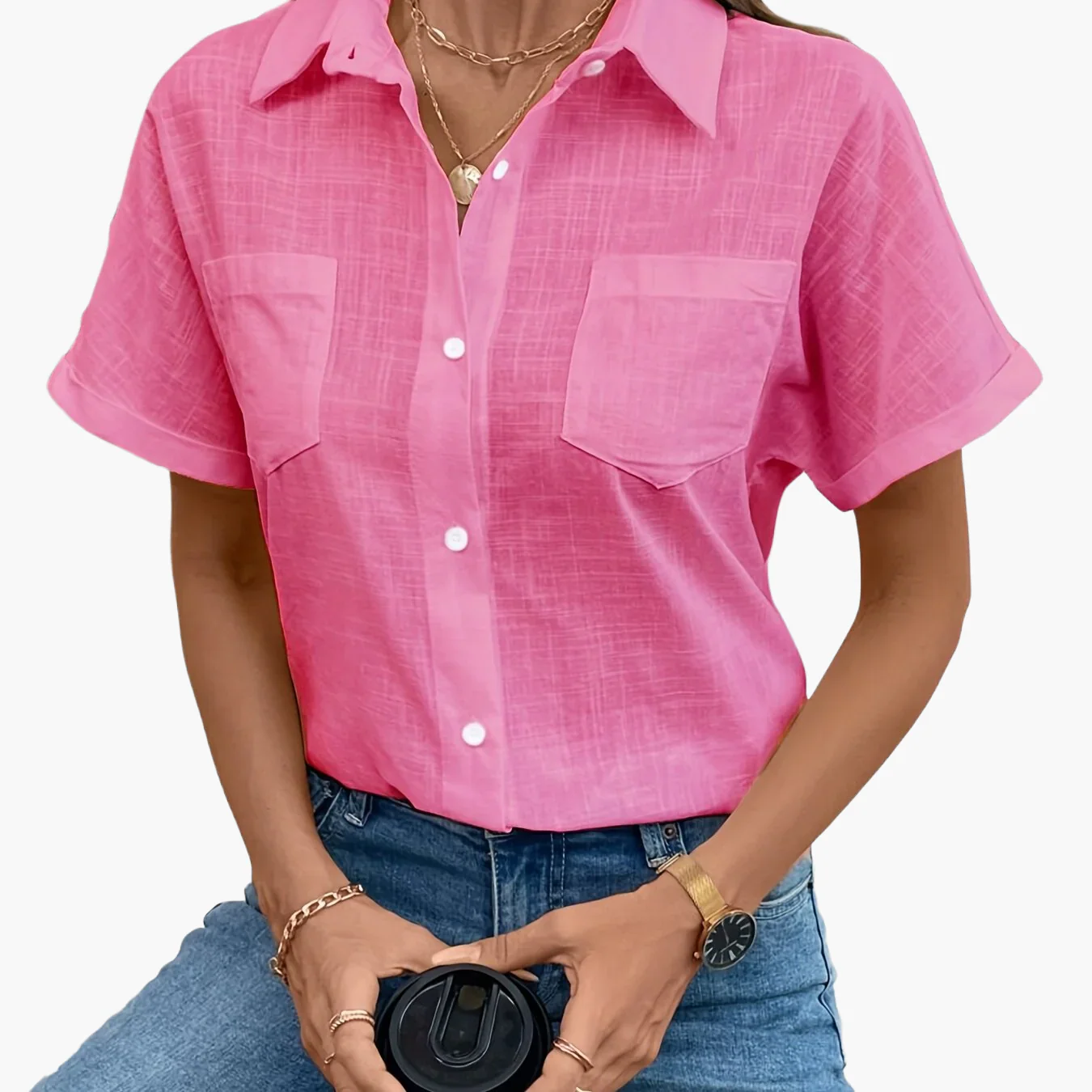 Chemise décontractée femme à manches courtes motif oiseaux pour look chic printemps été - Image 23