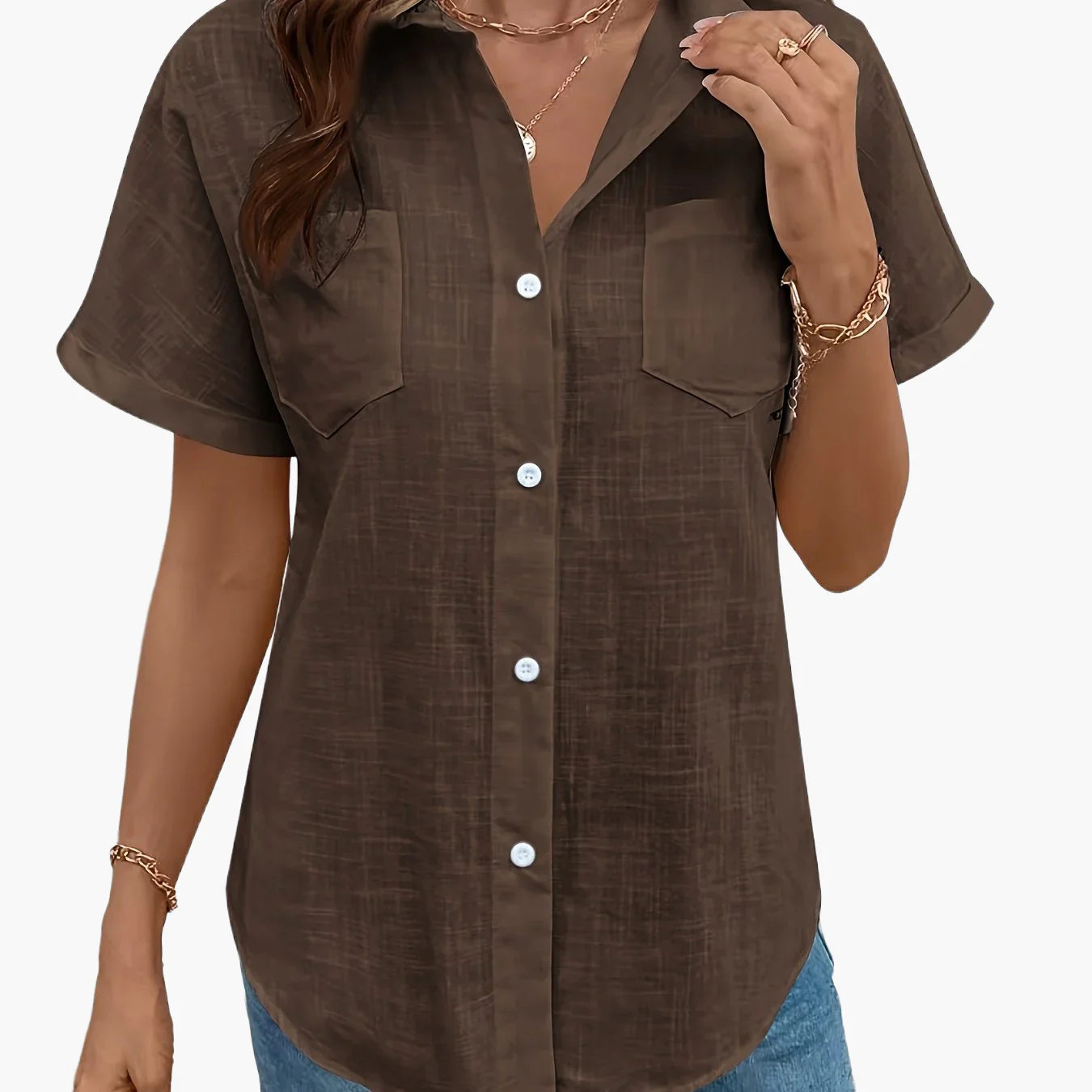 Chemise décontractée femme à manches courtes motif oiseaux pour look chic printemps été - Image 26