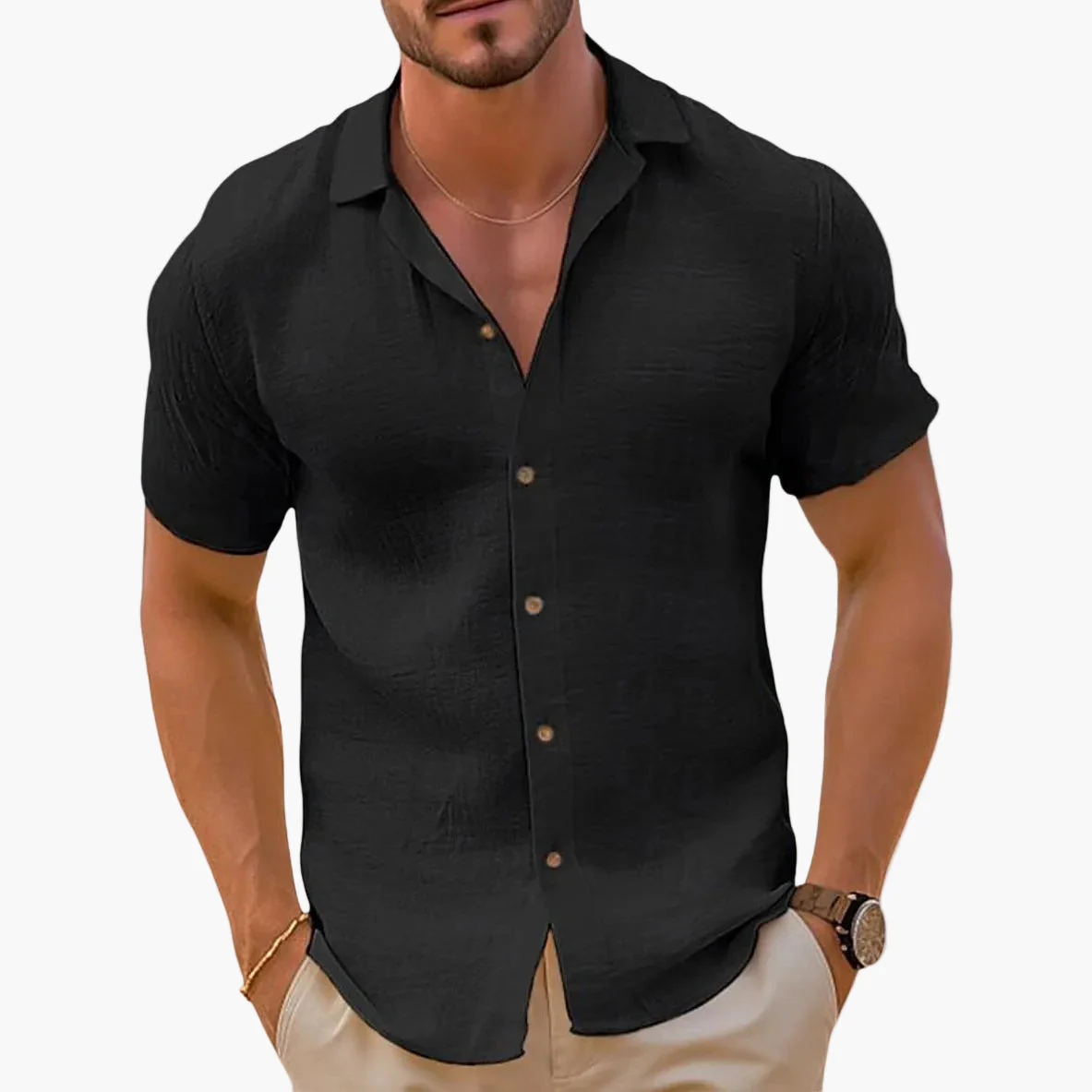 Chemise décontractée pour homme à manches courtes style estival et élégant - Image 2