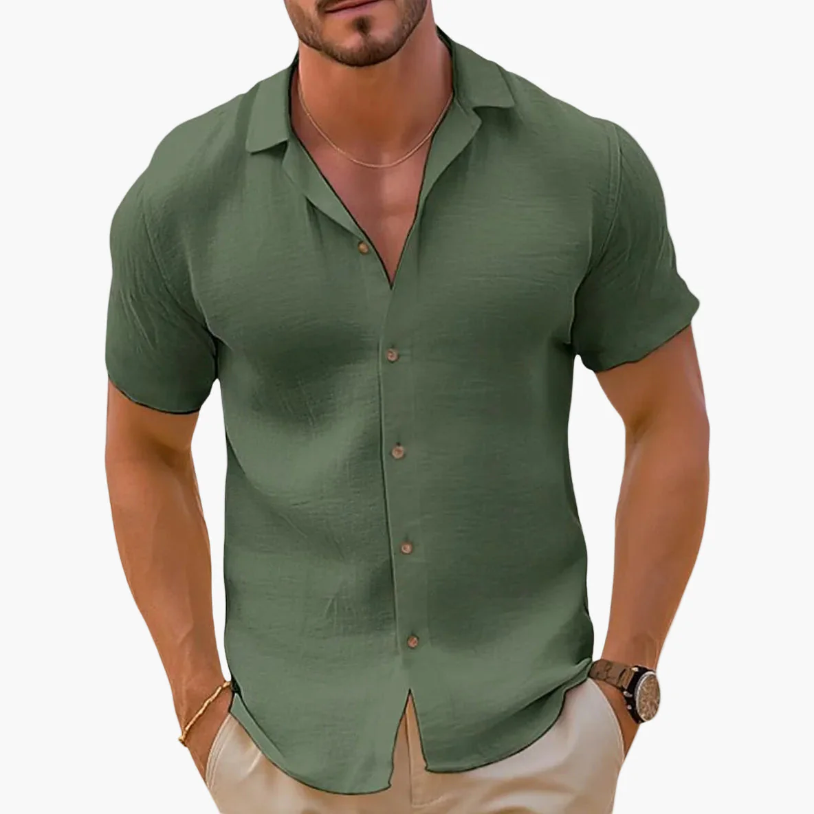 Chemise décontractée pour homme à manches courtes style estival et élégant - Image 5