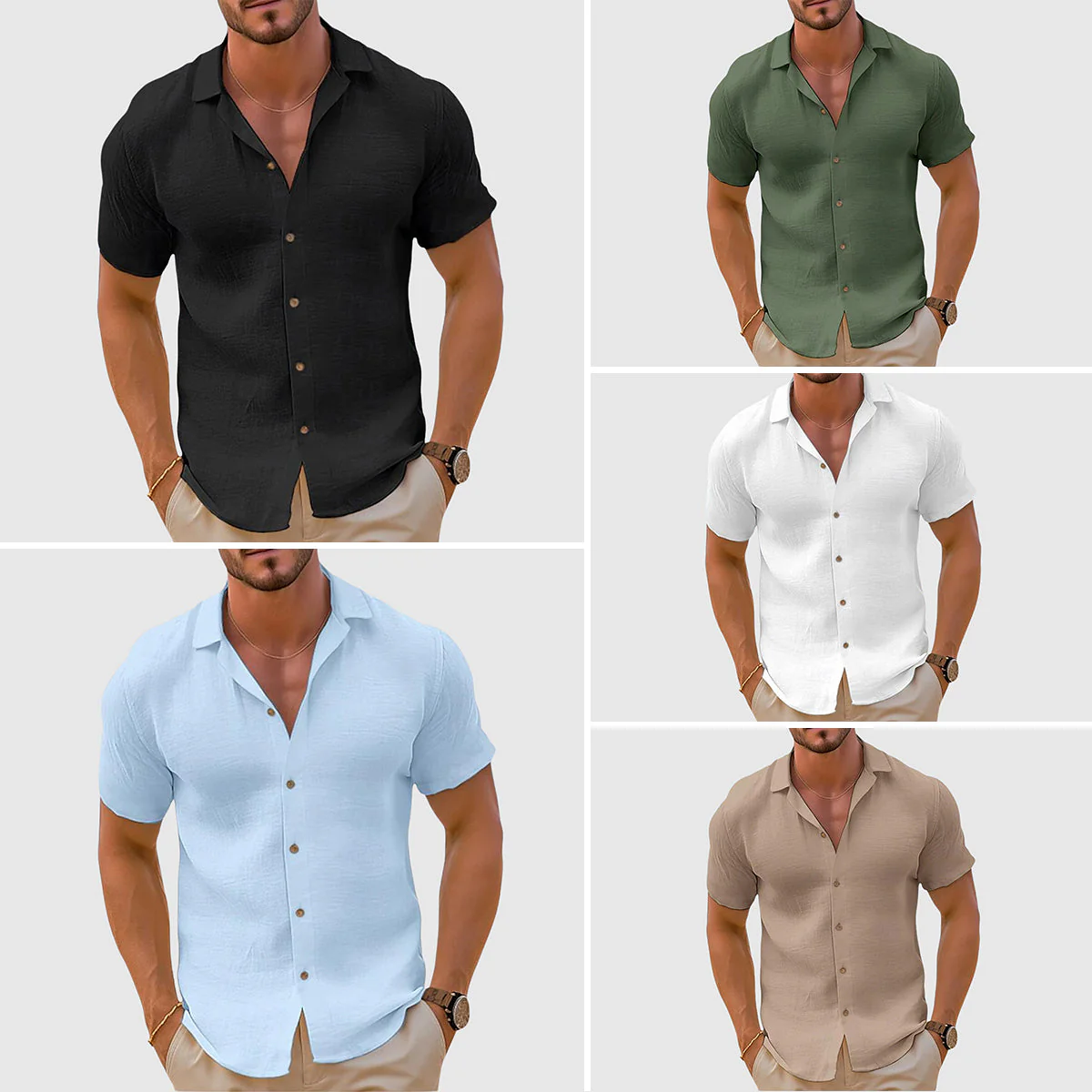 Chemise décontractée pour homme à manches courtes style estival et élégant - Image 6