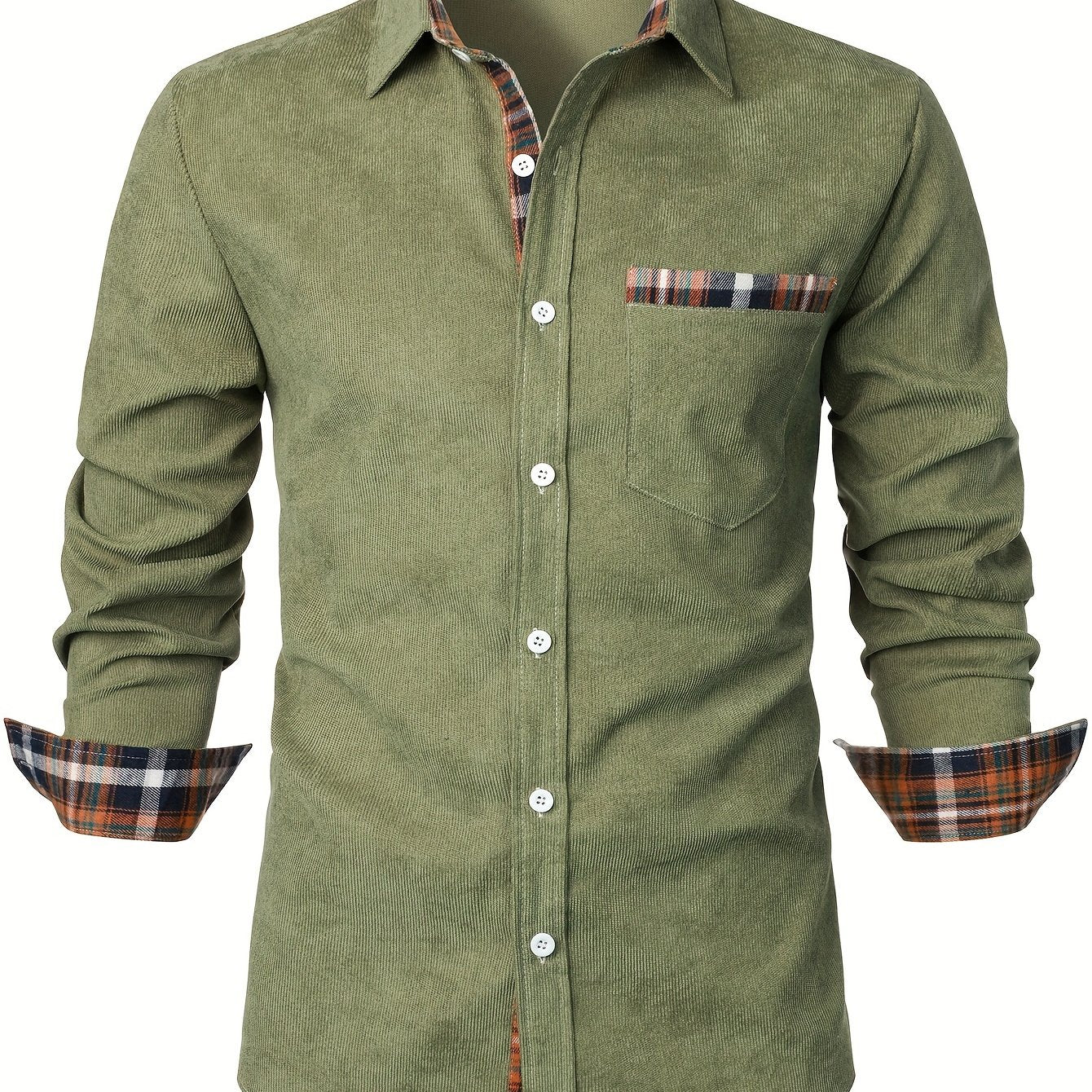 Chemise décontractée pour homme à manches longues avec détails à carreaux – Style élégant parfait pour toutes occasions - Image 13