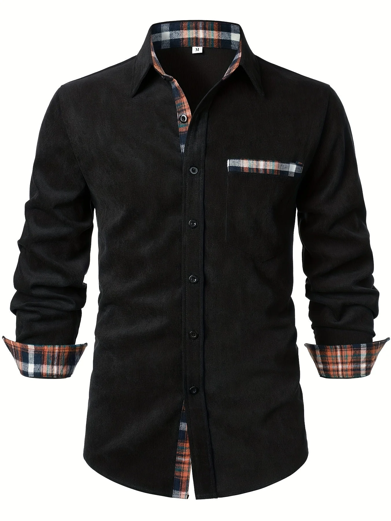 Chemise décontractée pour homme à manches longues avec détails à carreaux – Style élégant parfait pour toutes occasions - Image 3