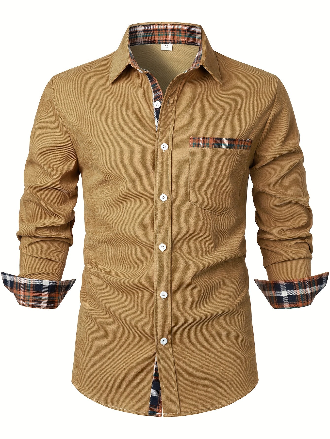 Chemise décontractée pour homme à manches longues avec détails à carreaux – Style élégant parfait pour toutes occasions - Image 4