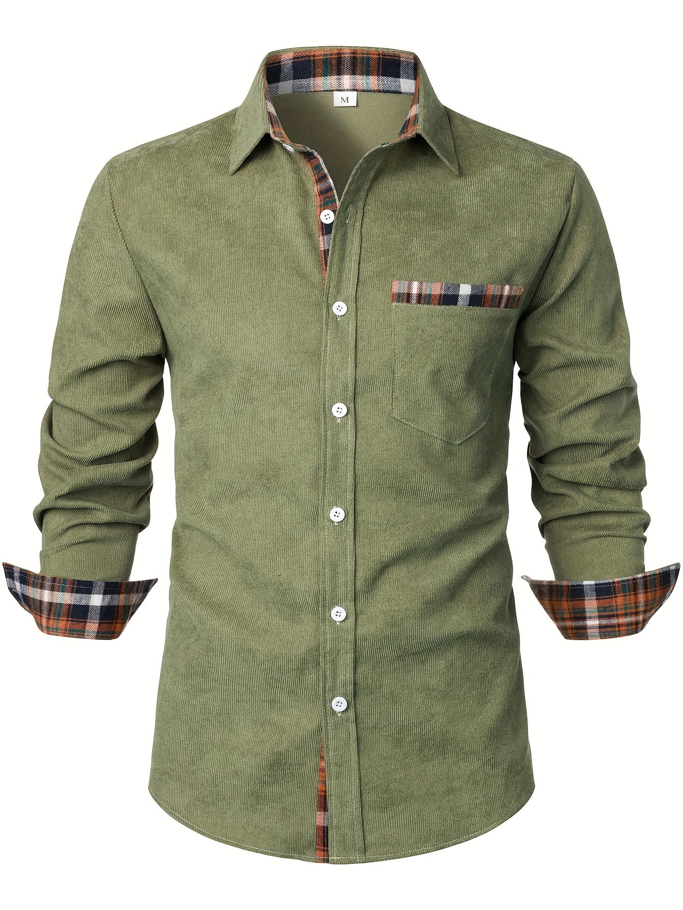Chemise décontractée pour homme à manches longues avec détails à carreaux – Style élégant parfait pour toutes occasions - Image 5