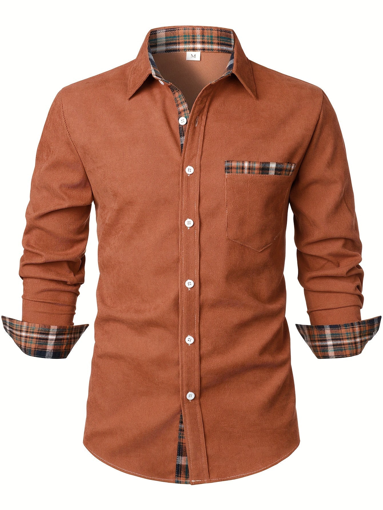 Chemise décontractée pour homme à manches longues avec détails à carreaux – Style élégant parfait pour toutes occasions - Image 7