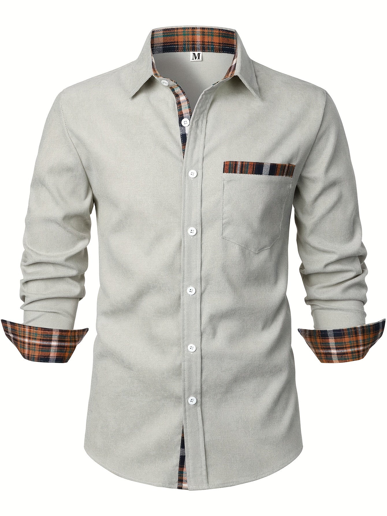 Chemise décontractée pour homme à manches longues avec détails à carreaux – Style élégant parfait pour toutes occasions - Image 8