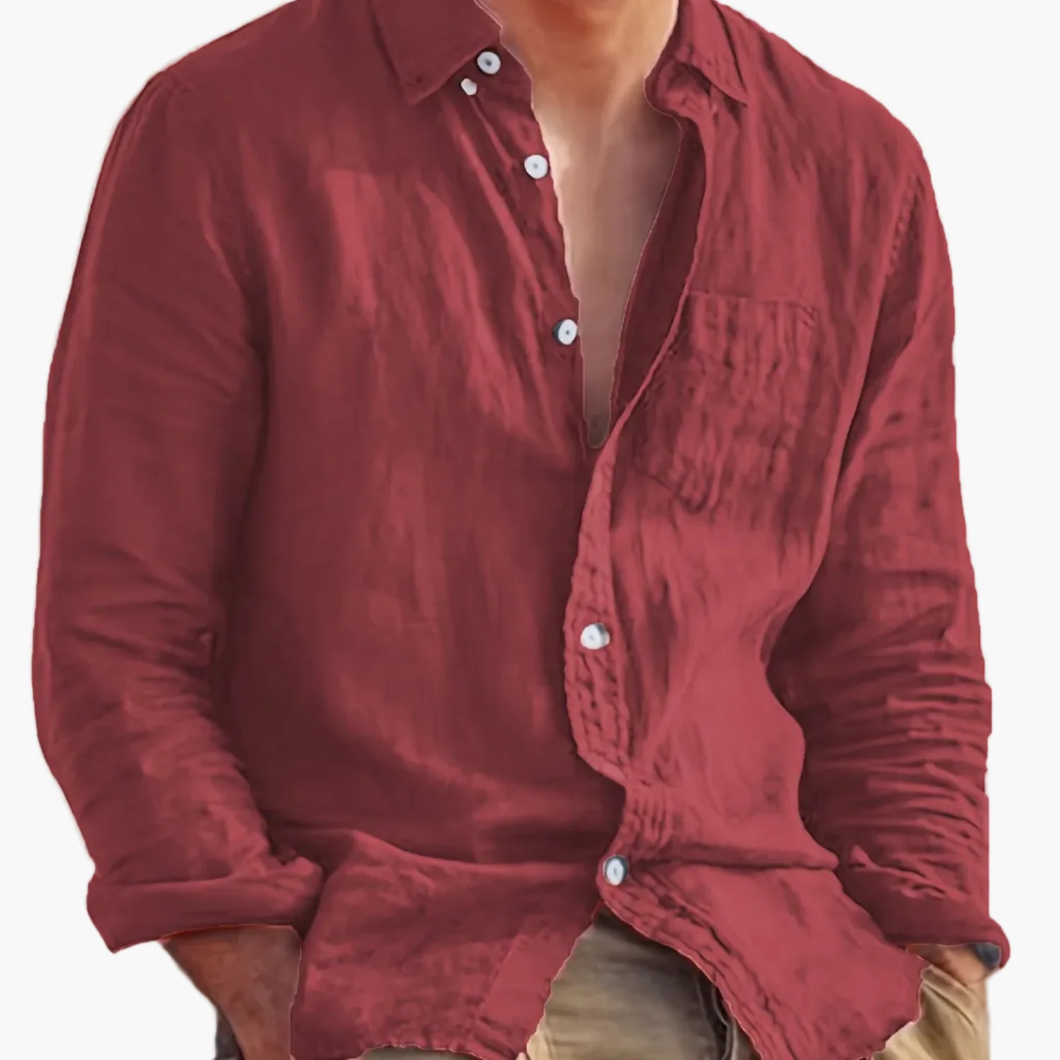 Chemise décontractée pour homme à manches longues style plage – Idéale pour sorties et vacances - Image 16