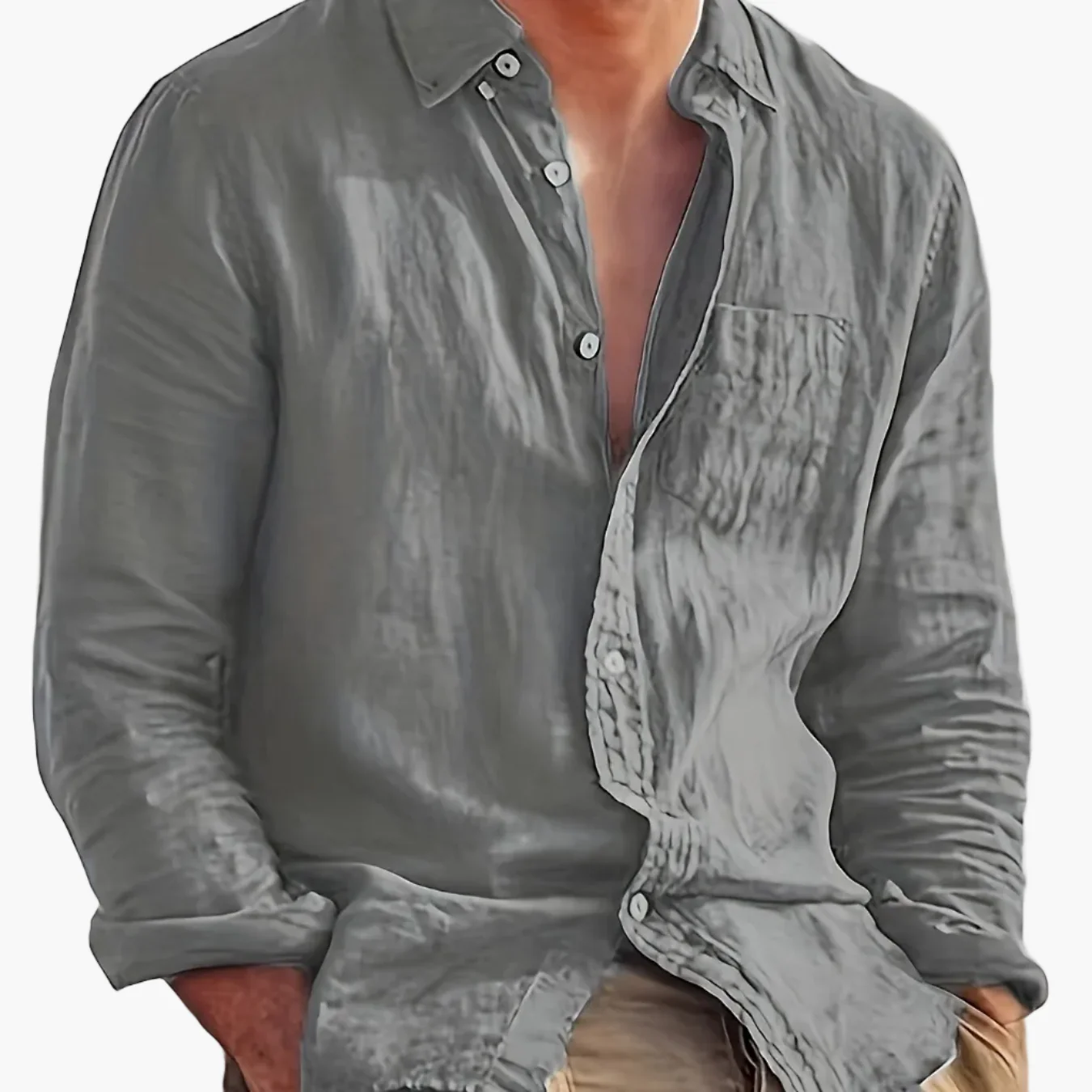 Chemise décontractée pour homme à manches longues style plage – Idéale pour sorties et vacances - Image 17