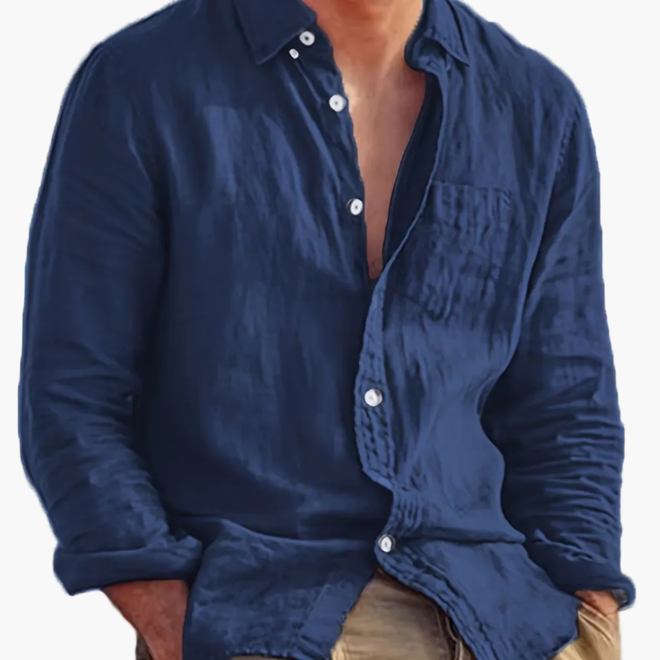 Chemise décontractée pour homme à manches longues style plage – Idéale pour sorties et vacances - Image 18