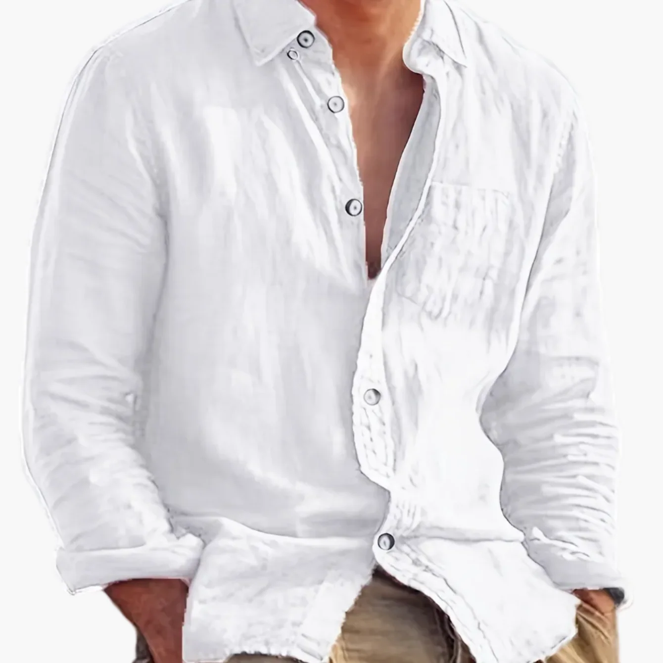 Chemise décontractée pour homme à manches longues style plage – Idéale pour sorties et vacances - Image 19