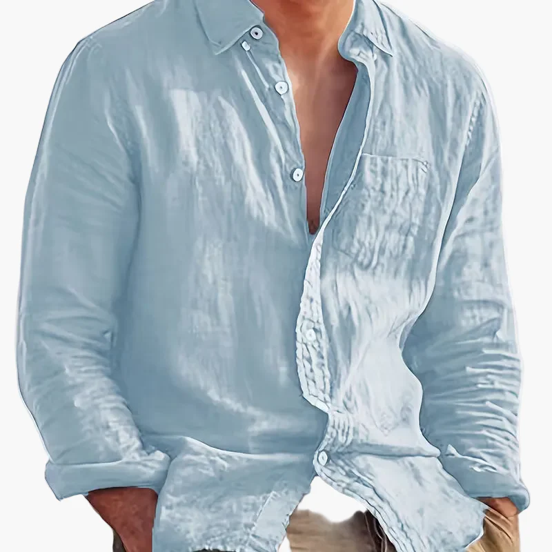 Chemise décontractée pour homme à manches longues style plage – Idéale pour sorties et vacances - Image 21