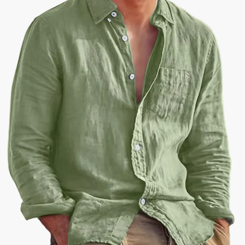Chemise décontractée pour homme à manches longues style plage – Idéale pour sorties et vacances - Image 23